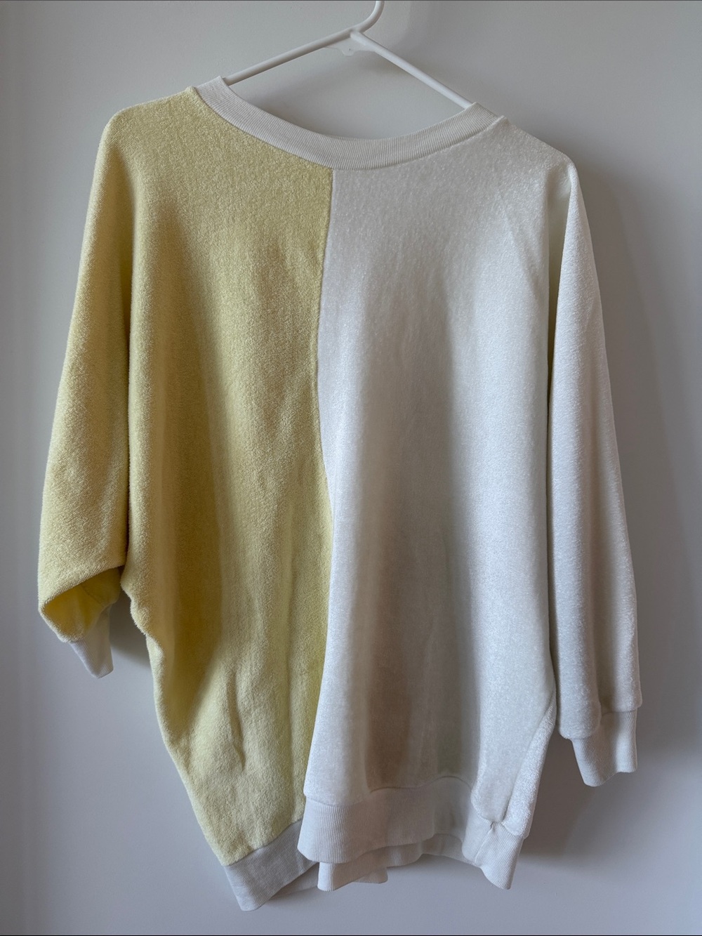 Butter Yellow + Cream Colorblock Terry Cloth Top